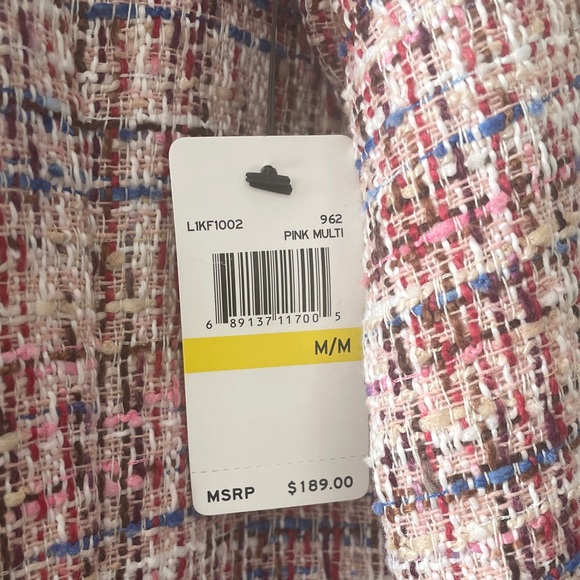 NWT- Laundry by Shelli Segal Boucle Fringe Jacket - Pink Tweed Coat - Medium - Picture 6 of 7